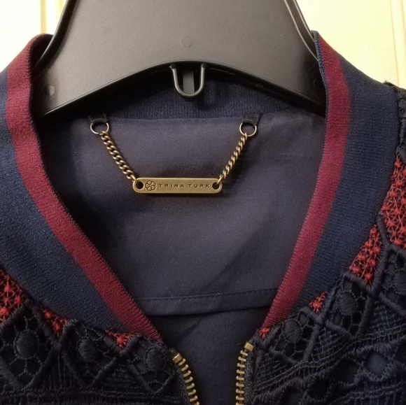 Trina Turk Luxury Lace Bomber Jacket, XL - Picture 3 of 11